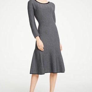 Ann Taylor Herringbone Flounce Sweater Dress